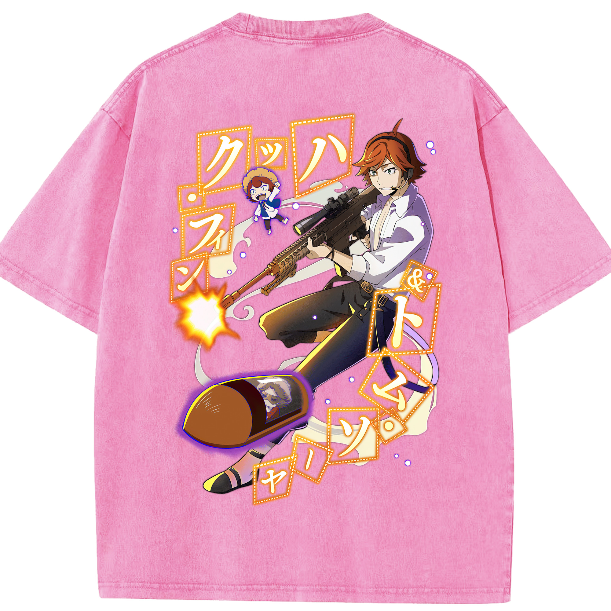 （画像用） 文豪ストレイドッグス Bungo Stray Dogs 綿100% ヴィンテージ風 半袖Tシャツ（背面プリント）
